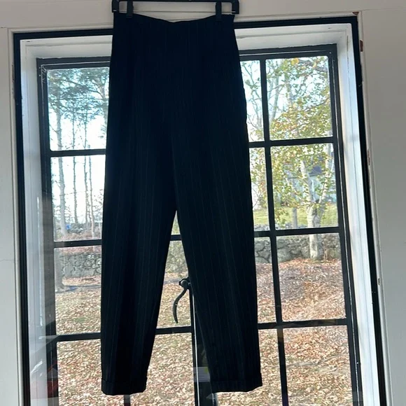 Lida Biday Black Pant Suit w pin stripes